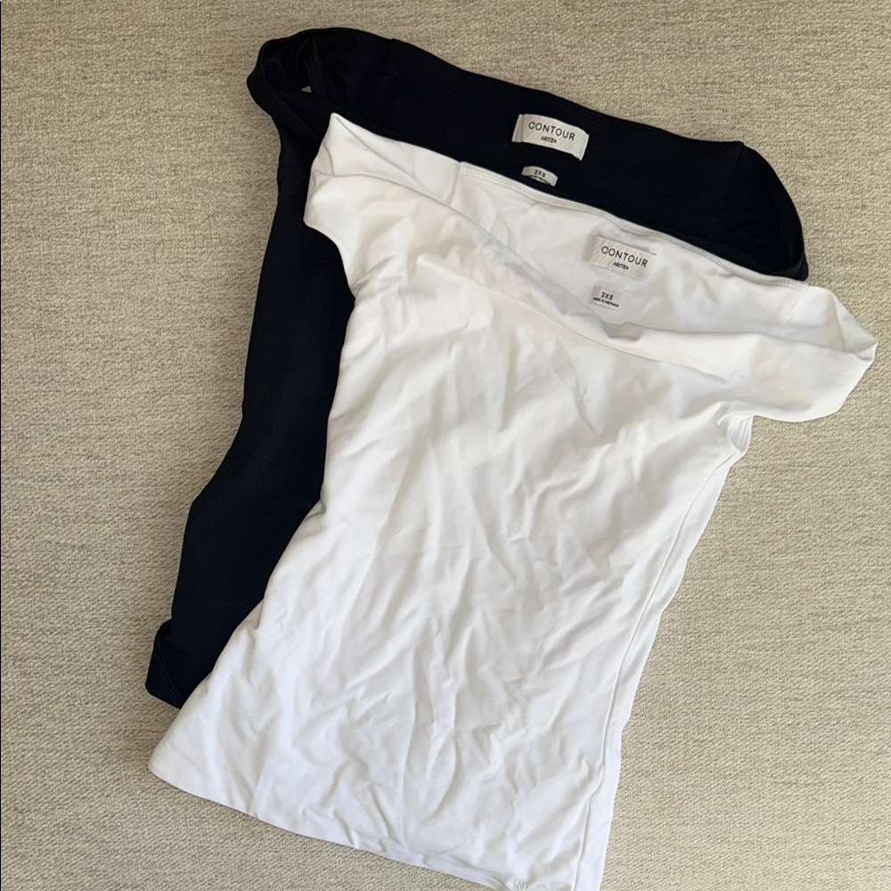Set of 2 - Women’s Off-Shoulder Tank Top — White and Black